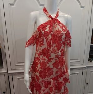 Red & white Floral dress Med